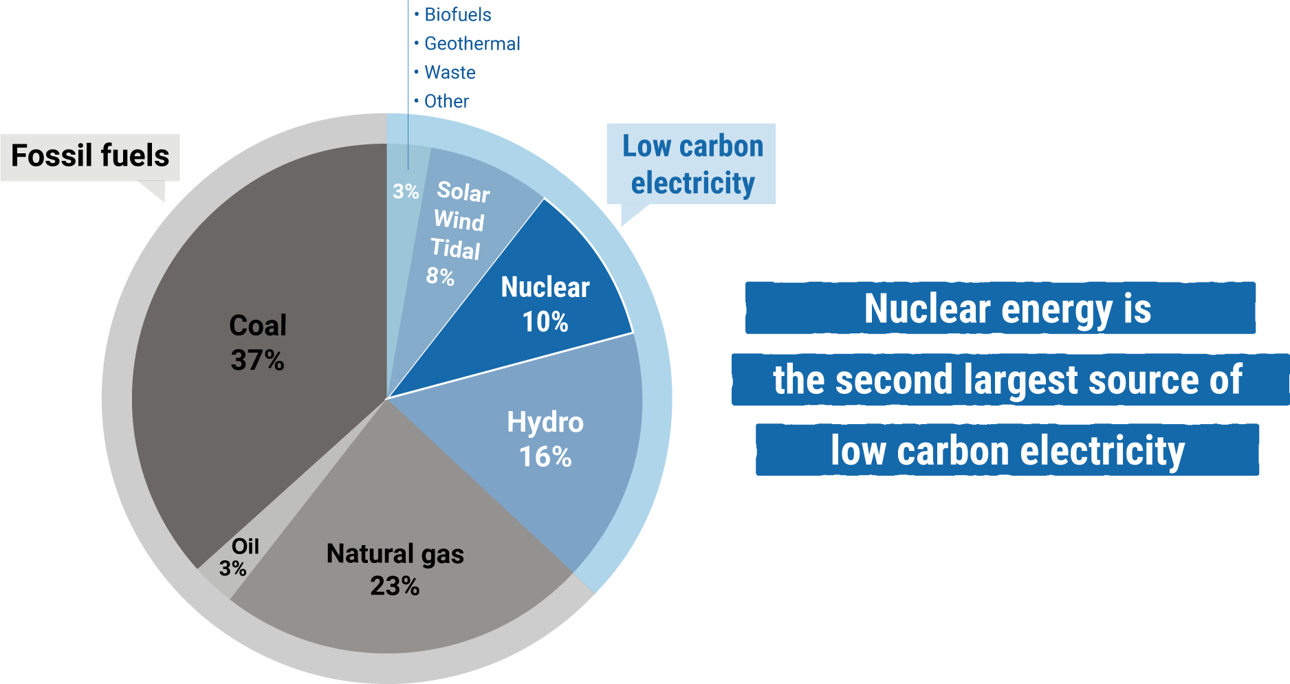 Nuclear is the second largest source of low carbon electricity